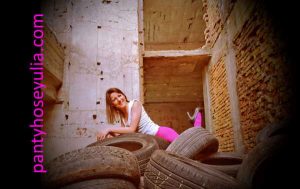 Pantyhose Yulia – click clack in abandoned building with NiNA