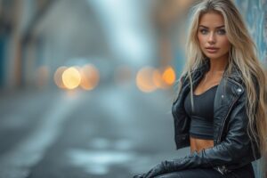 Slime-Chic: Blonde Ladies in Wetlook Leggings and High Heels Take Fashion to a Sticky New Level